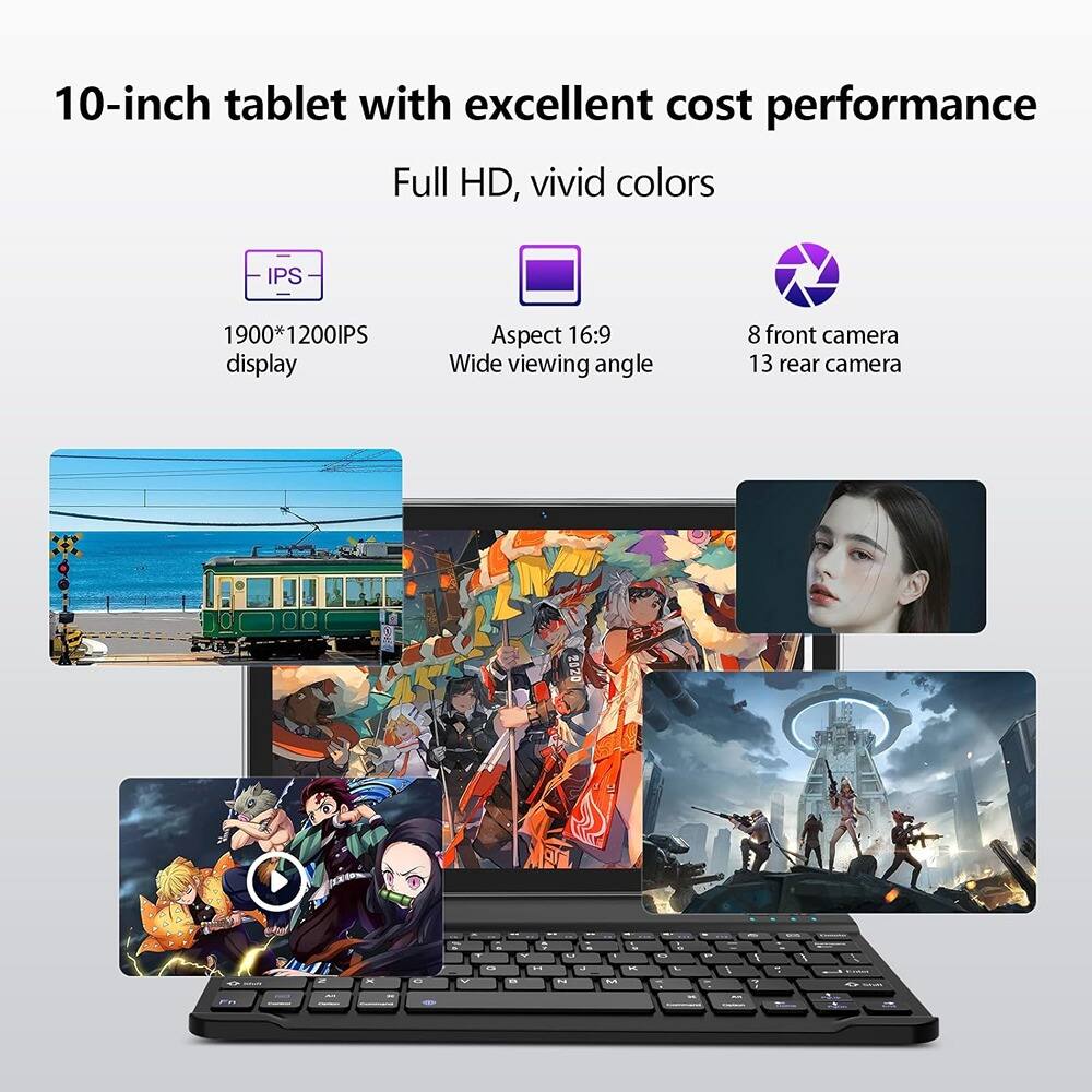 10-inch tablet with excellent cost performance  
Full HD, vivid colors  
1900*1200 IPS display  
Aspect 16:9 Wide viewing angle  
8 front camera  
13 rear camera