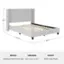 The text on the image is already grouped and correctly formatted. It reads:

Material: Upholstered Solid Wood Frame
Dimensions: 62.5" x 81.75" x 41.5"
Capacity: 500lbs. Static Weight
