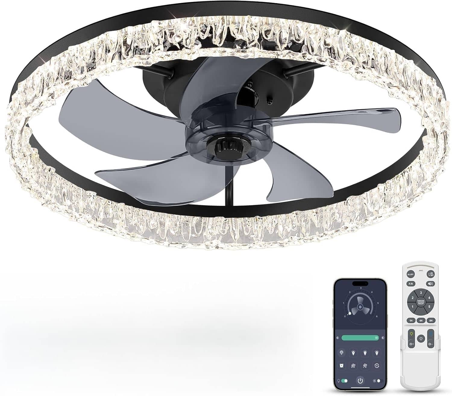Nordic Hygge - Ceiling Fans with Lights and Remote 20'' Smart Low Profile Ceiling Fans 3000K6500K Dimmable Black