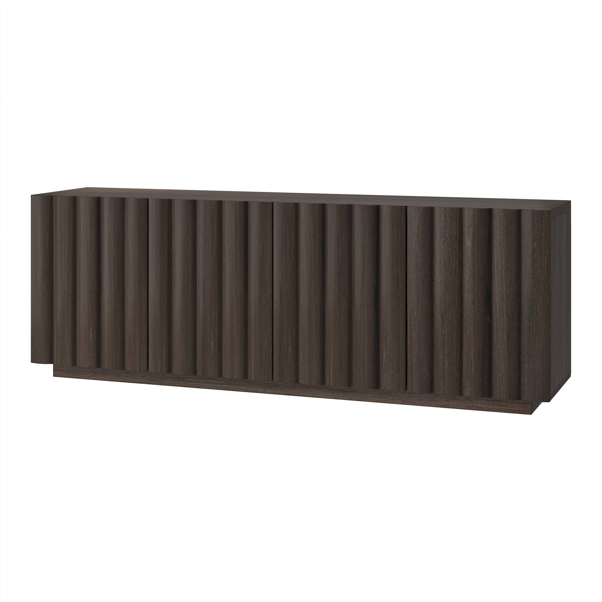 Angle. Hudson&Canal - Olie Rectangular Fluted TV Stand for TV's up to 75" in Brown Oak - Brown.