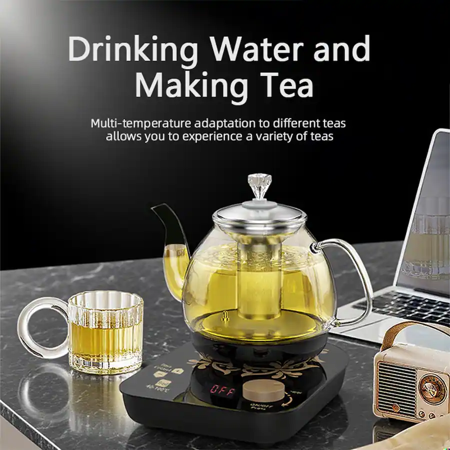 Teatimer Kettle Bestier Glass Electric Kettle with Infuser, Steaming and Brewing Modes ...