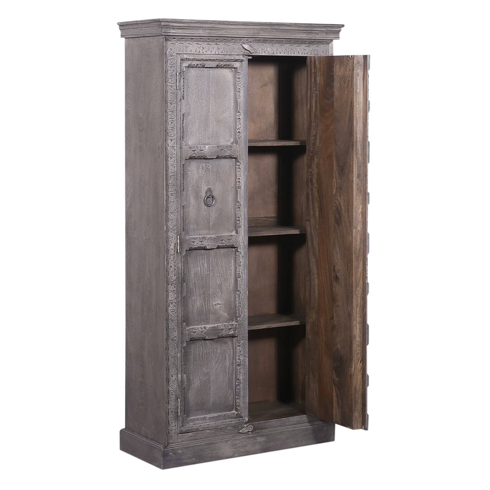 Alt View 2. Maven Lane - Maven Lane Mahala Handmade Heritage Wooden Cabinet in Grey Distressed Finish - Gray.