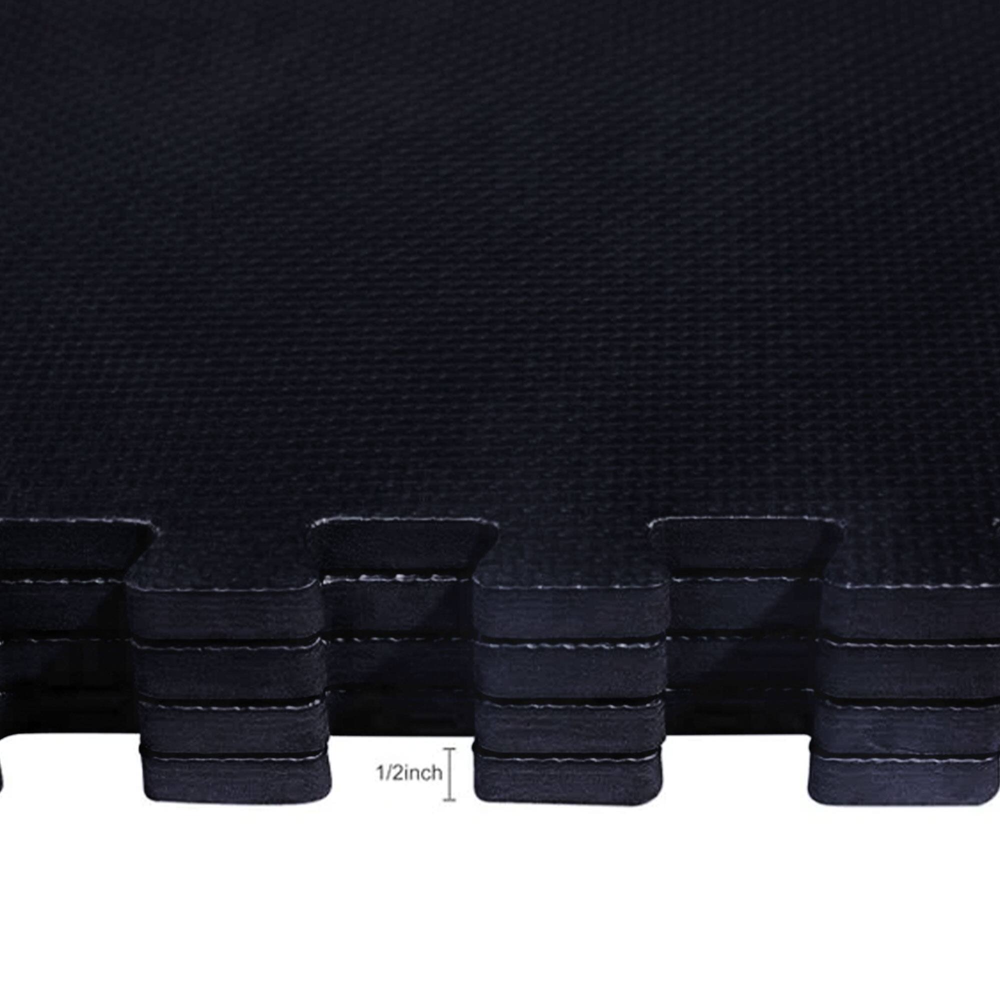 Alt View 5. Everyday Essentials - BalanceFrom Fitness 24 Sq Ft Interlocking EVA Foam Exercise Mat Tiles, Black - Black.