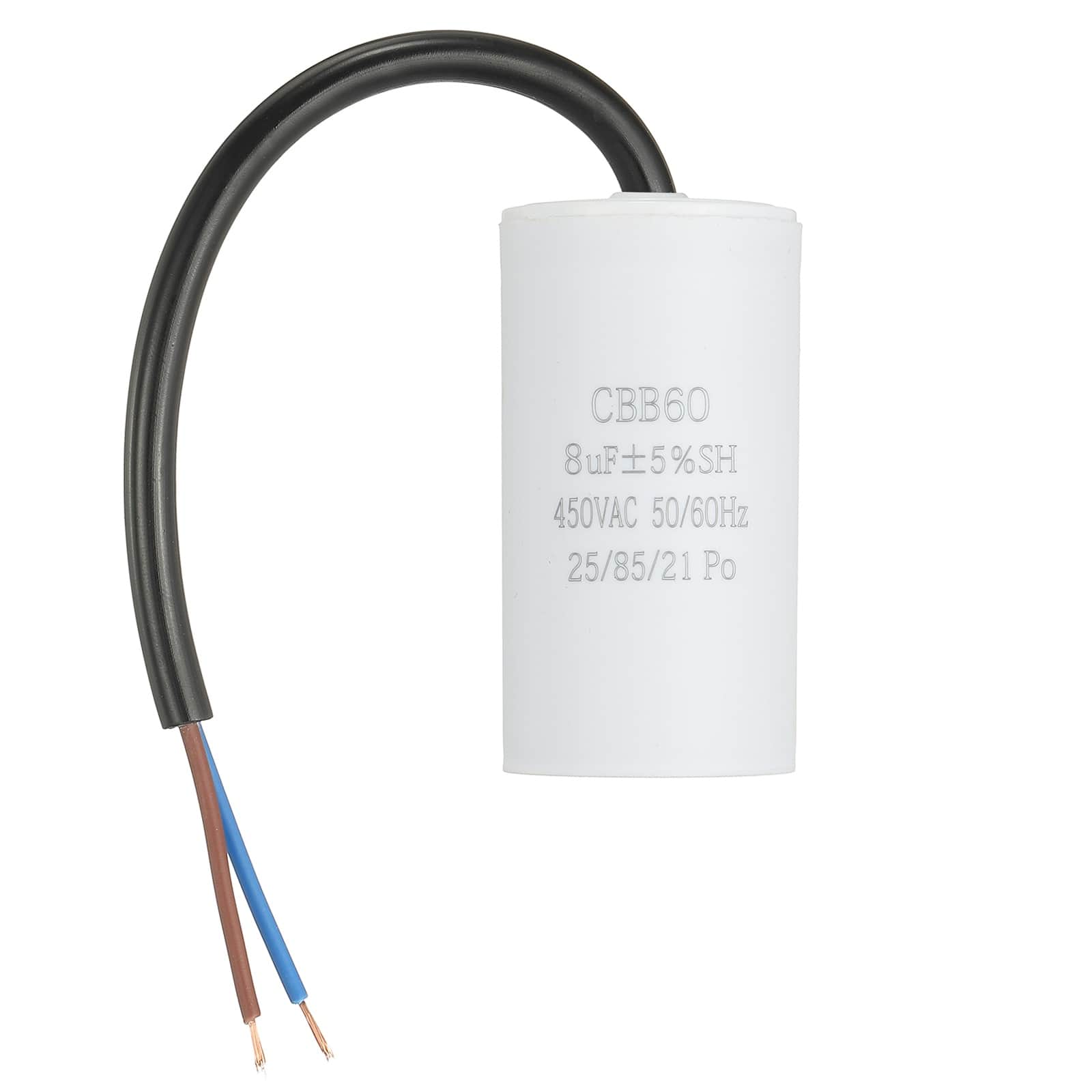 Unique Bargains - 8uF CBB60 Run Capacitor, AC 450V 2 Wires 50/60Hz Cylinder 65x34mm for Air Compressor, Water Pump - White price history on PriceWatchPro