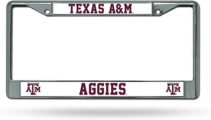 Texas A&M Aggies - 12" x 6" Standard Size - Chrome Metal License Plate Frame