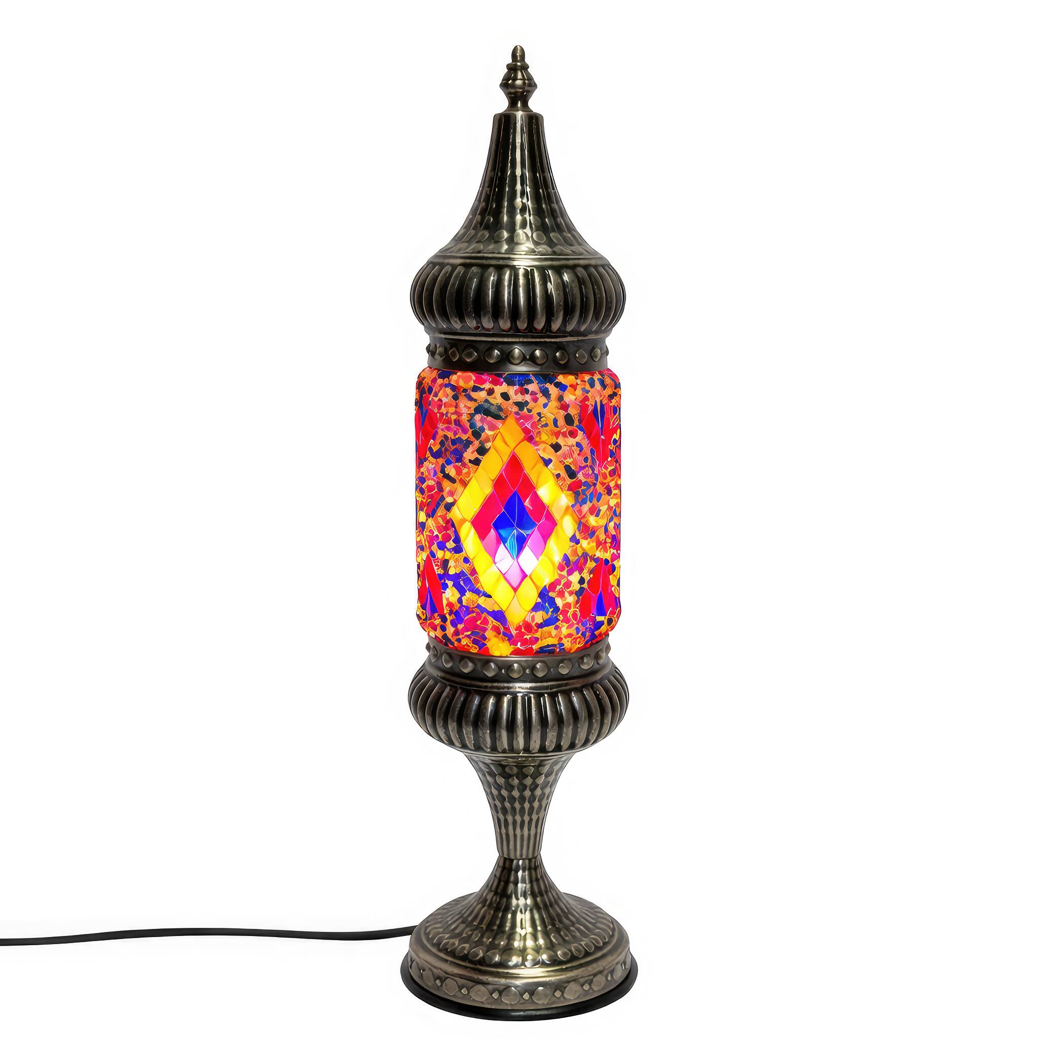 Angle. FC Design - 19"H Bronze Base Kilim Design Mosaic Tower Turkish Lamp.