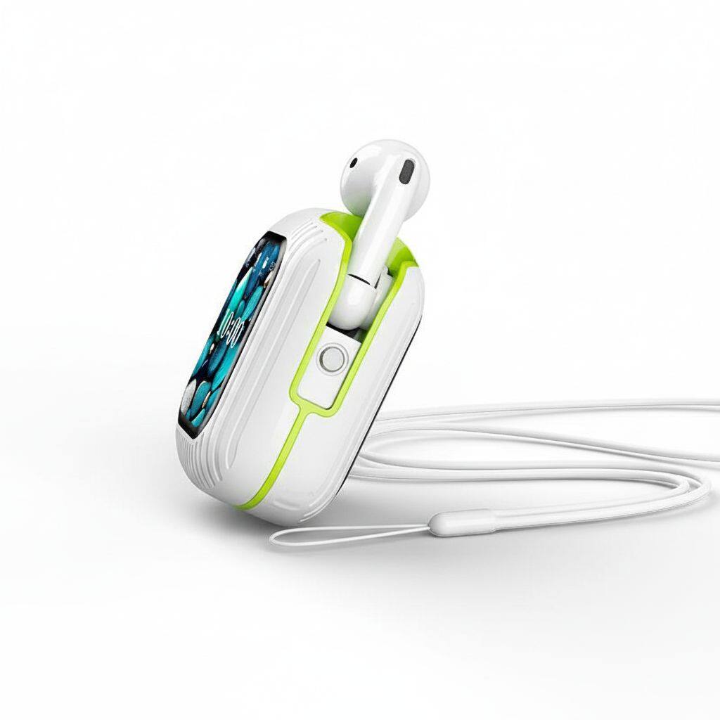 Left. 3P Experts - Blink Buds True Wireless Earbuds with Digital Display - White/Green.