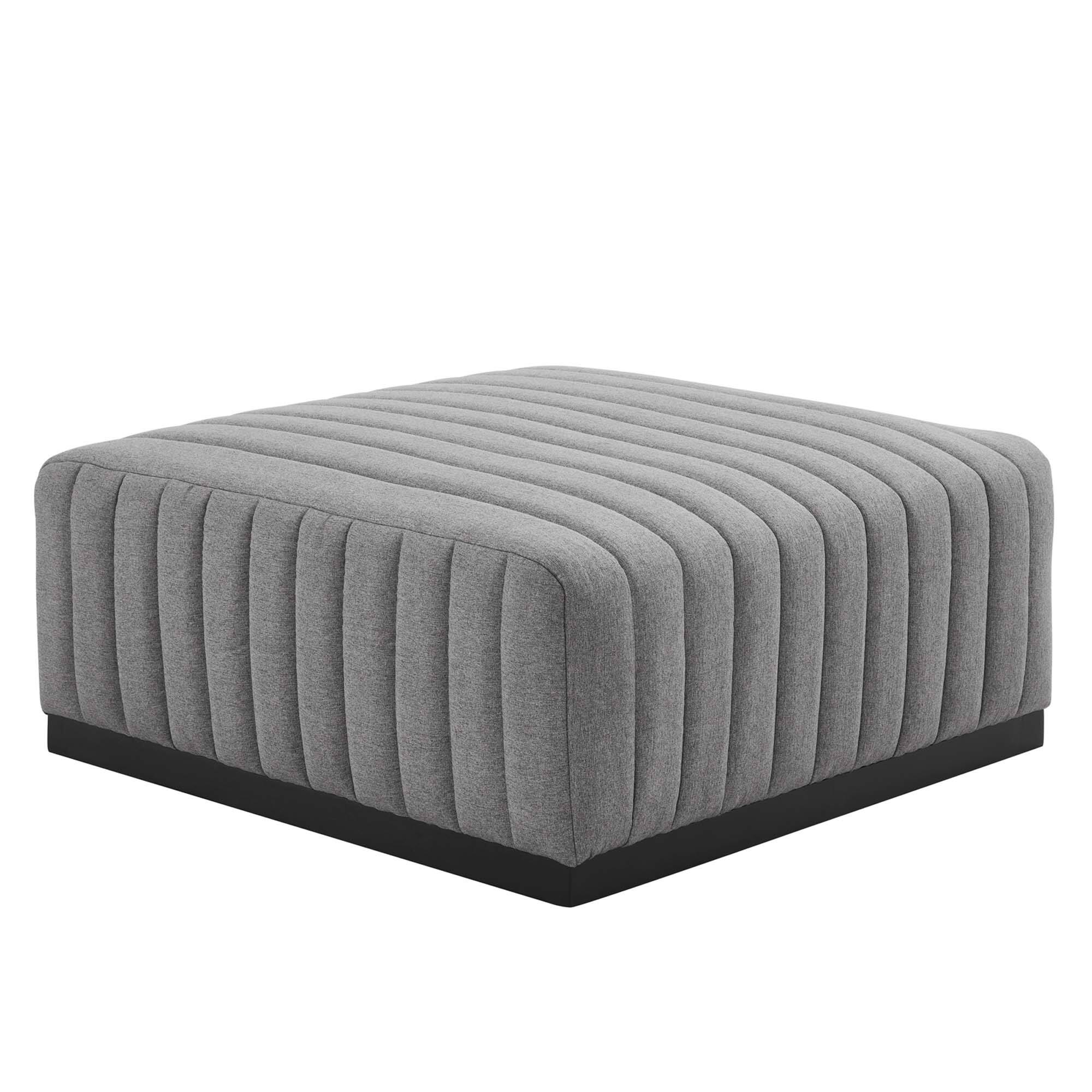 Angle. Modway - Conjure Channel Tufted Upholstered Fabric Ottoman by Modway - EEI-5501-BLK-LGR.
