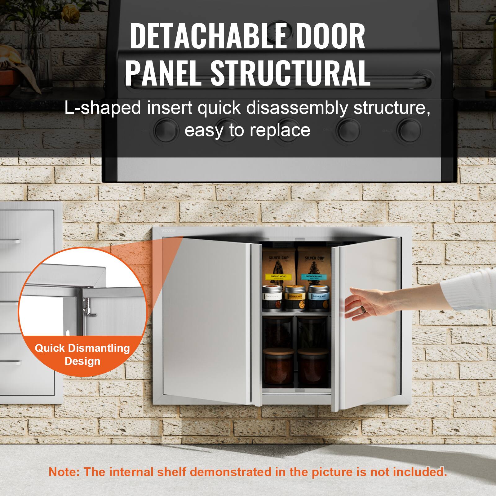 VEVOR BBQ Access Door, 30W x 21H Inch Double Outdoor Kitchen Door ...