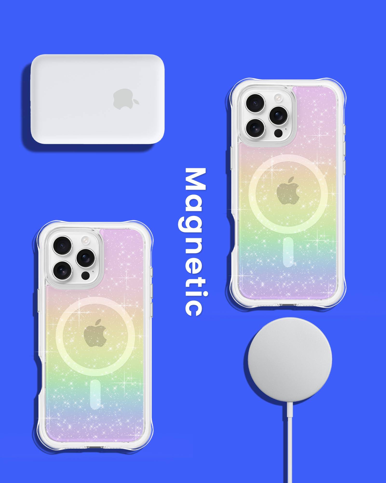 Alt View 7. Ornarto - ORNARTO Air Case for iPhone 16 Pro Max Clear, Compatible with MagSafe, Military-Grade Drop Protection Cover-Moonlit Dew - Moonlit Dew.