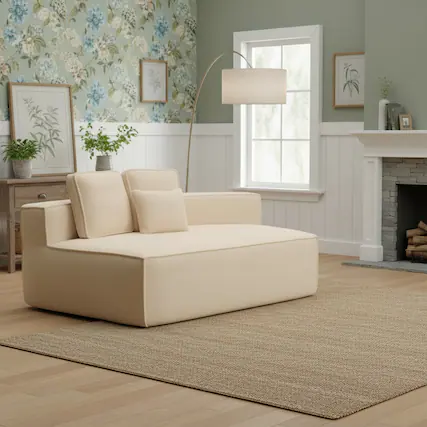 Front. GOODSILO - Soft Teddy Fleece Single Sofa Chair with Wide Seat and Back Cushions for Cozy Lounging in Small Spaces - Beige.