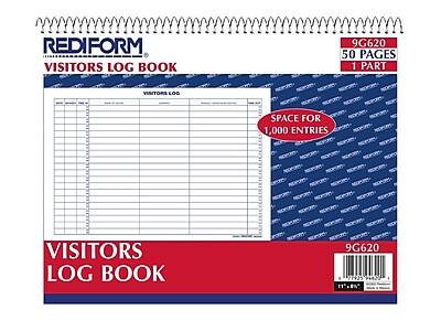 REDIFORM  
VISITORS LOG BOOK  

9G620  
50 PAGES  
1 PART  

SPACE FOR 1,000 ENTRIES  

VISITORS LOG BOOK  

9G620