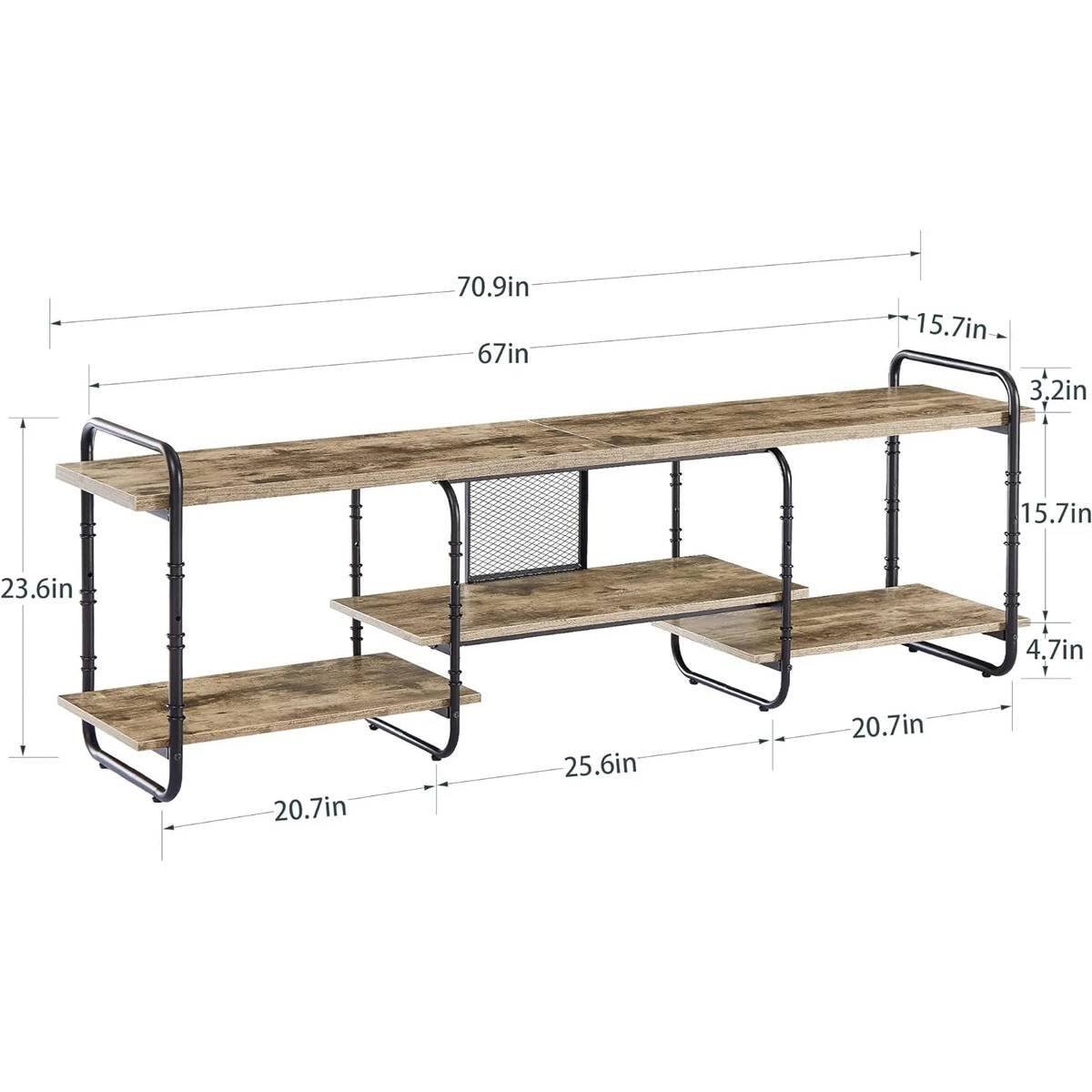 The corrected measurements from the image are:

- 70.9 inches
- 67 inches
- 15.7 inches
- 3.2 inches
- 23.6 inches
- 4.7 inches
- 20.7 inches
- 25.6 inches