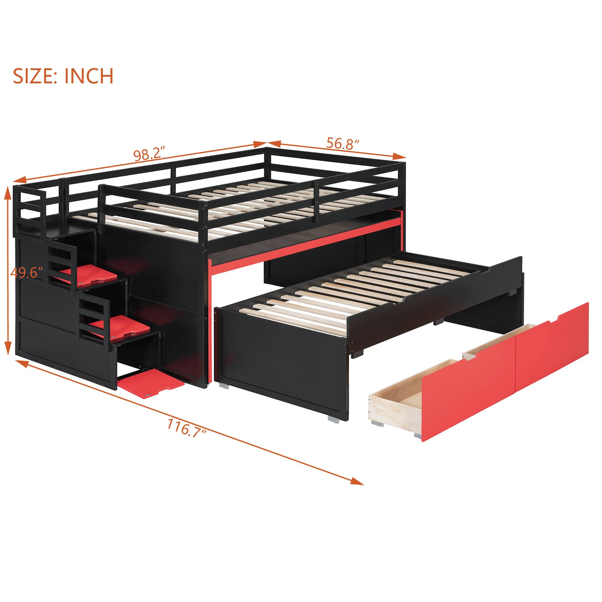 SIZE: INCH  
98.2" 56.8" 49.6" 116.7"