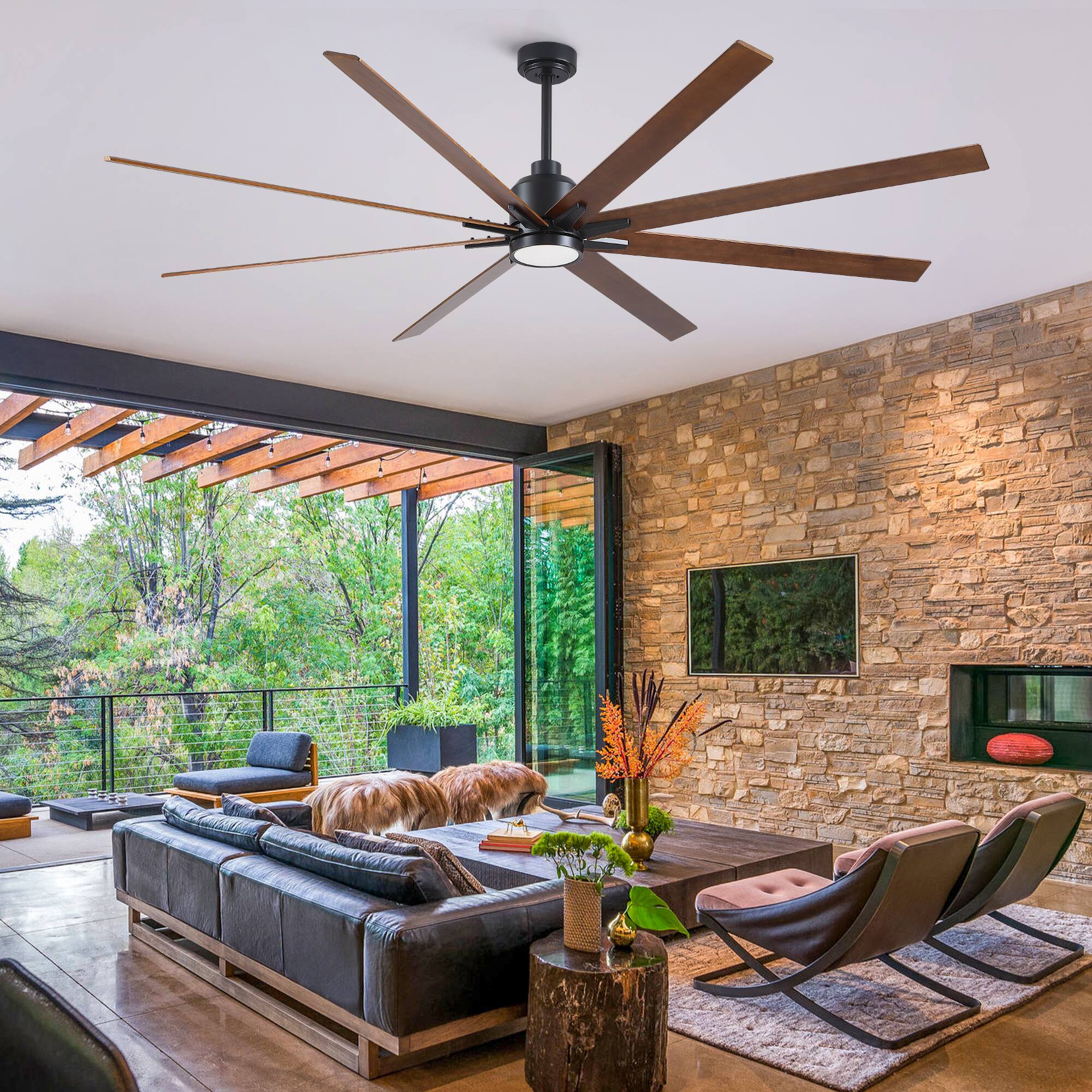 Angle. APRILSOUL - Matte Black 52-in DC Ceiling Fan Remote 70 Energy Saving Large Room - Black.