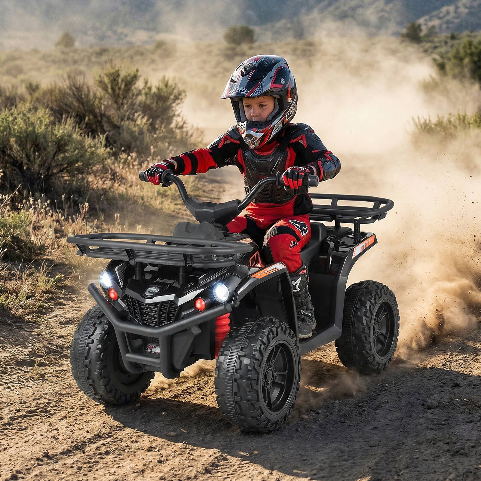 Alt View 1. Costway - Costway Electric ATV for Kids, 24V Ride on Toy with Dual Motors & Basket, Dirt Quad Vehicle - Black.