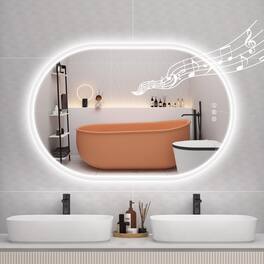 Earthley Blooms - 40"x24" Led-bathroom-mirror-with-lights Wall-mounted With Anti-fog Temperature Dimmable Brightness Waterp - Silver-oval-36"L x 24"W