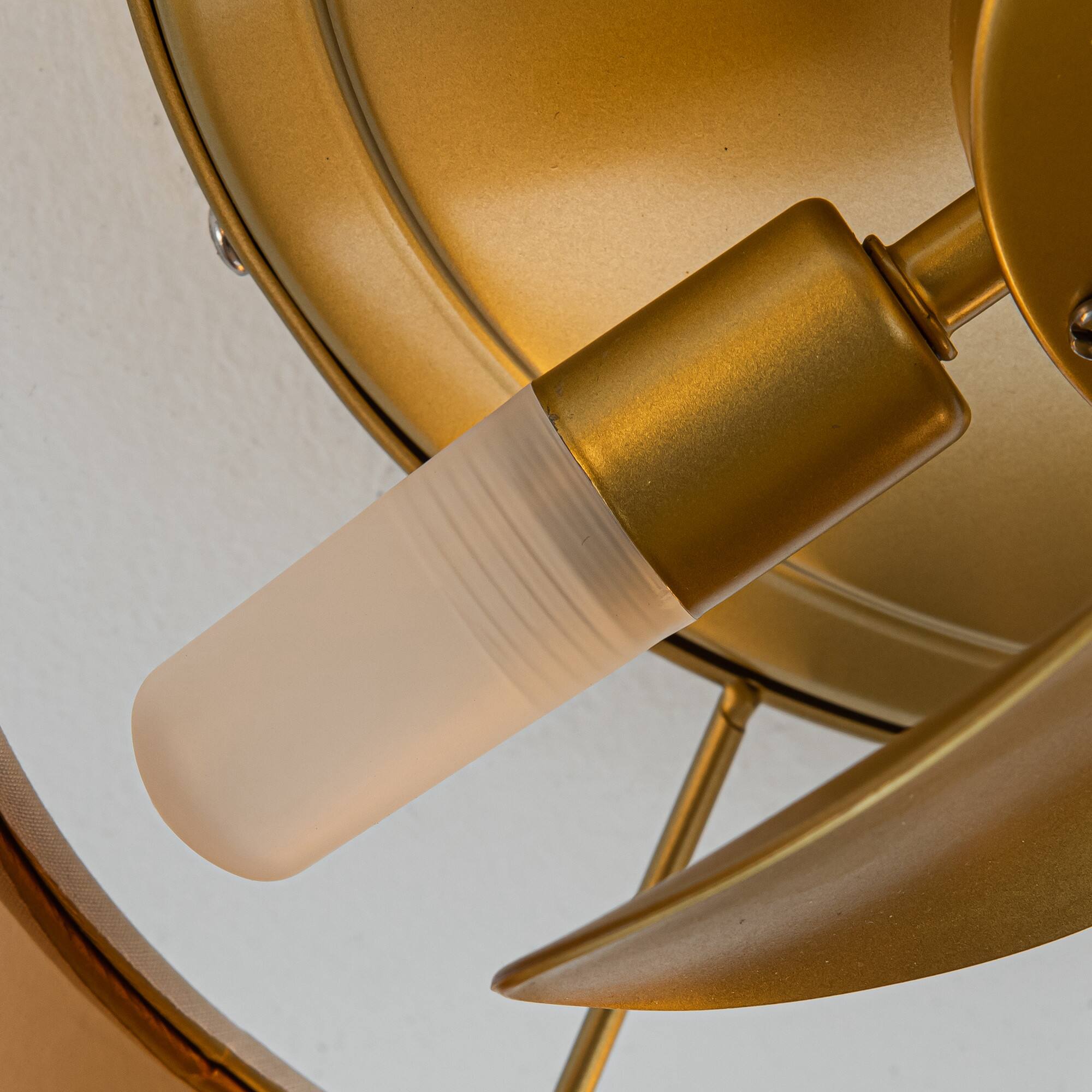Alt View 3. Parrot Uncle - 13" Gold Flush Mount Ceiling Fan with LED Light and Remote - Gold.