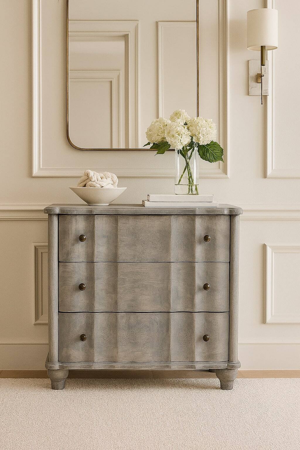 Alt View 6. Artisan Furniture - Artisan Furniture Solid Wood Curved Leg Chest, 3 Drawer - Brown.