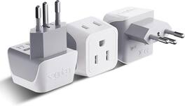 Ceptics - Brazil Travel Adapter Plug with Dual Usa Input - Type N 3 Pack - Ultra Compact - White