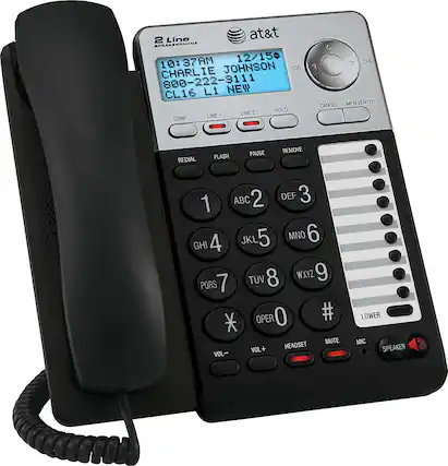 Angle. AT&T - AT ML17929 Corded Phone with Caller ID/Call Waiting - Silver/Black.