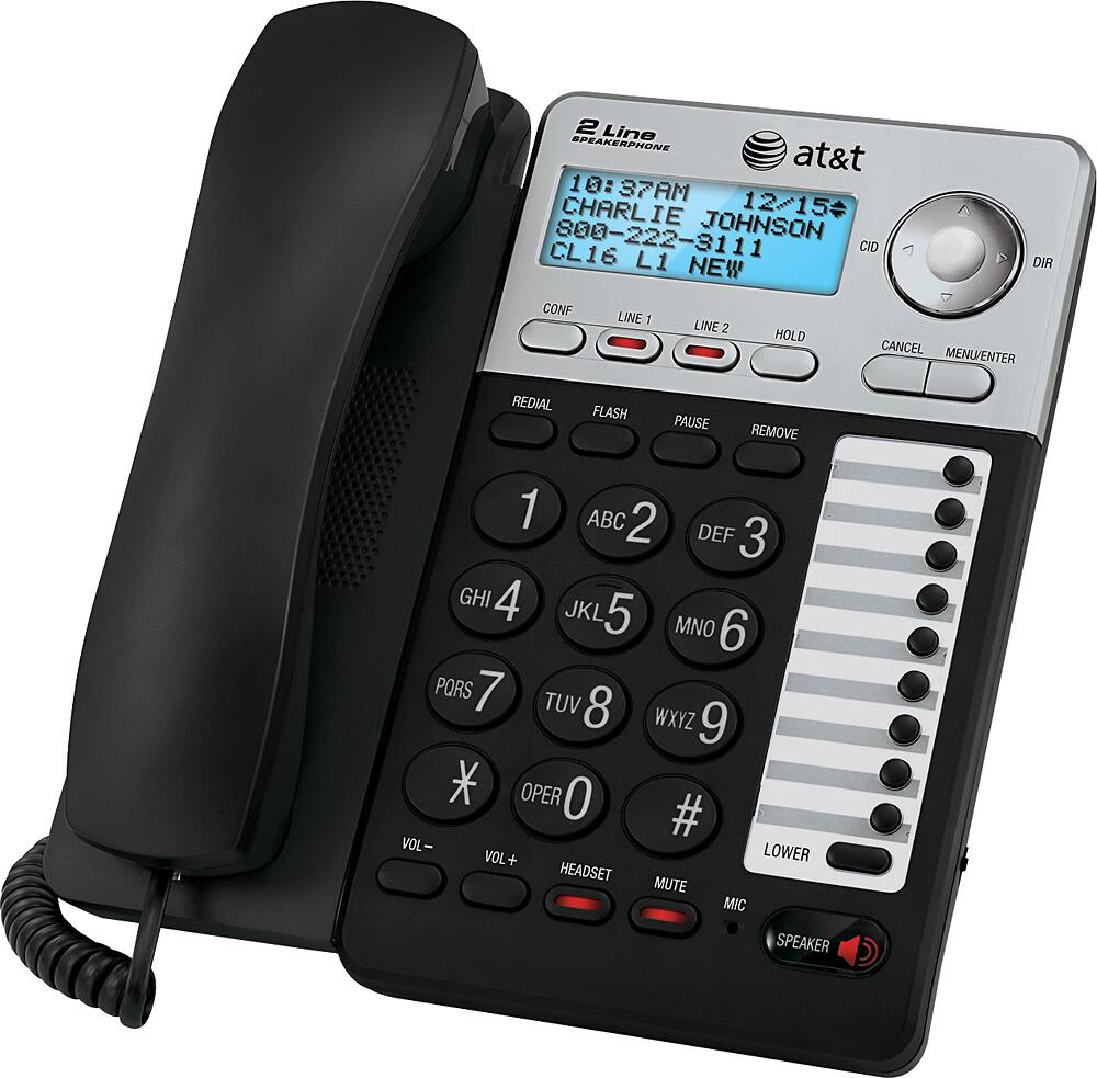 Left. AT&T - AT ML17929 Corded Phone with Caller ID/Call Waiting - Silver/Black.