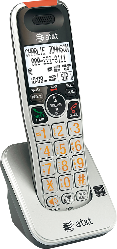Angle View: AT&T - AT CRL30102 DECT 6.0 Cordless Expansion Handset Only - Silver
