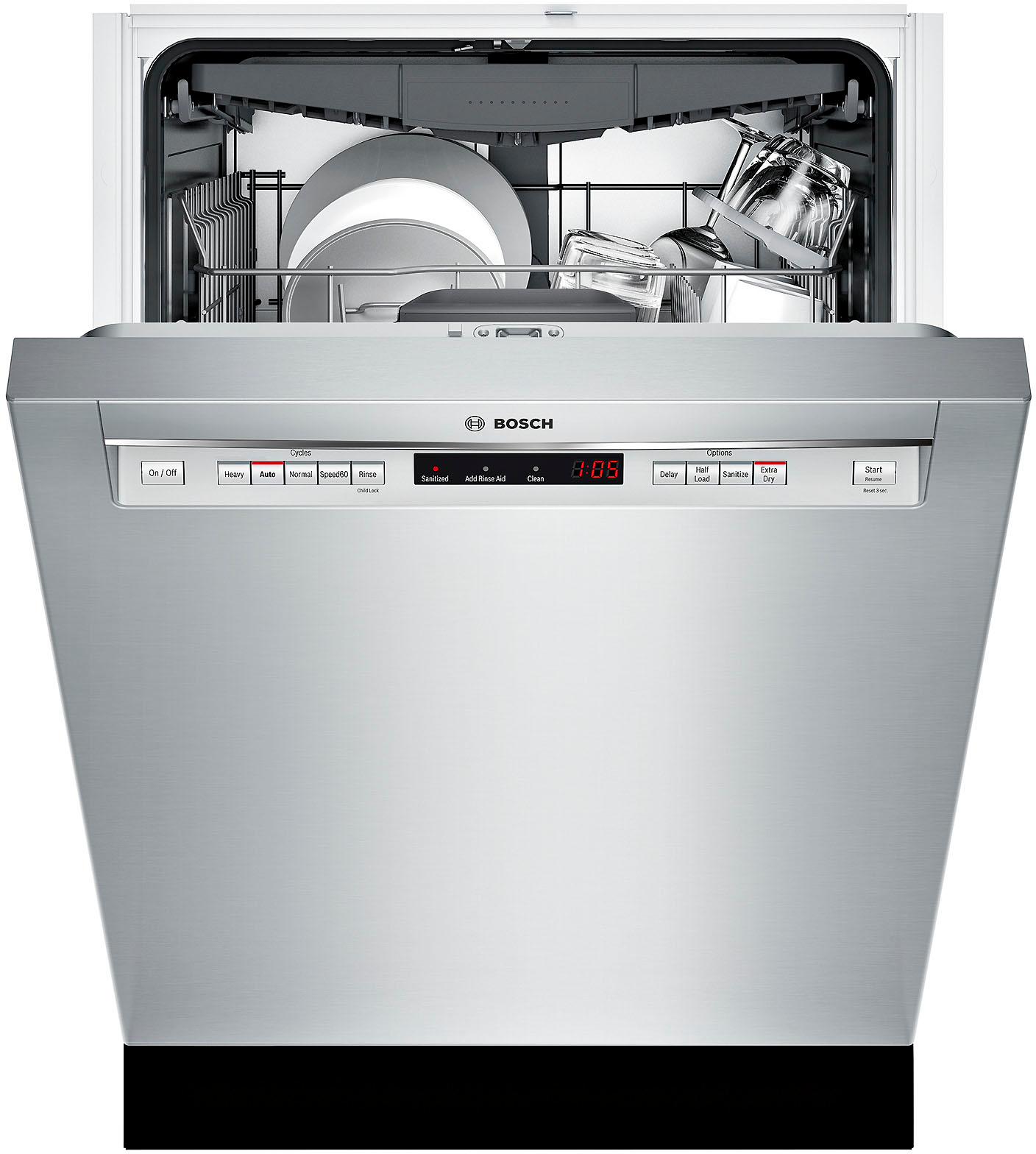 Bosch 300 Series 24 Top Control Built-In Stainless Steel Tub Dishwasher  with 3rd Rack, 44 dBA Stainless Steel SHSM63W55N - Best Buy