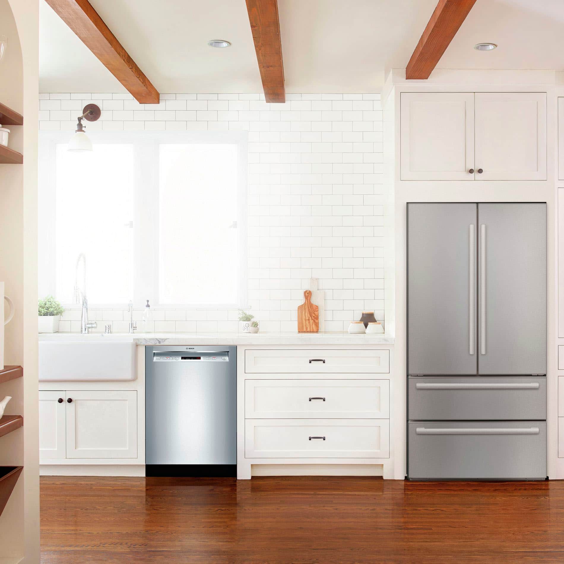 Alt View 20. Bosch - 300 Series 24" Front Control Built-In Stainless Steel Tub Dishwasher with Stainless Steel Tub with 3rd Rack, 44 dBA - Stainless Steel.