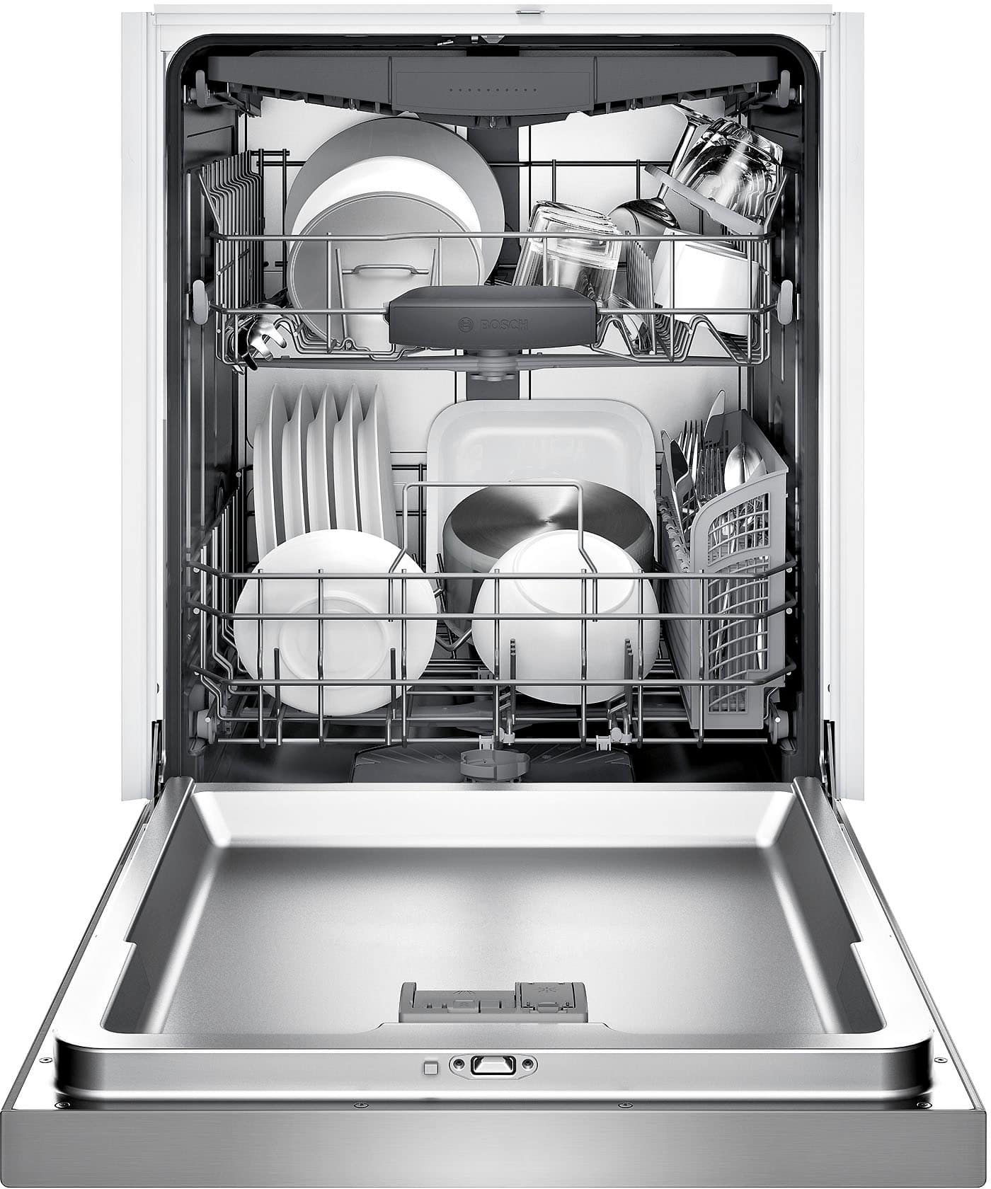Alt View 11. Bosch - 300 Series 24" Front Control Built-In Stainless Steel Tub Dishwasher with Stainless Steel Tub with 3rd Rack, 44 dBA - Stainless Steel.
