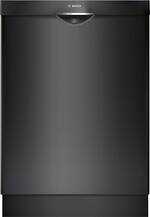 Bosch - 300 Series 24" Pocket Handle Dishwasher with Stainless Steel Tub - Black - Front_Standard