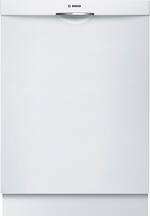 Bosch - 300 Series 24" Pocket Handle Dishwasher with Stainless Steel Tub - White - Front_Standard