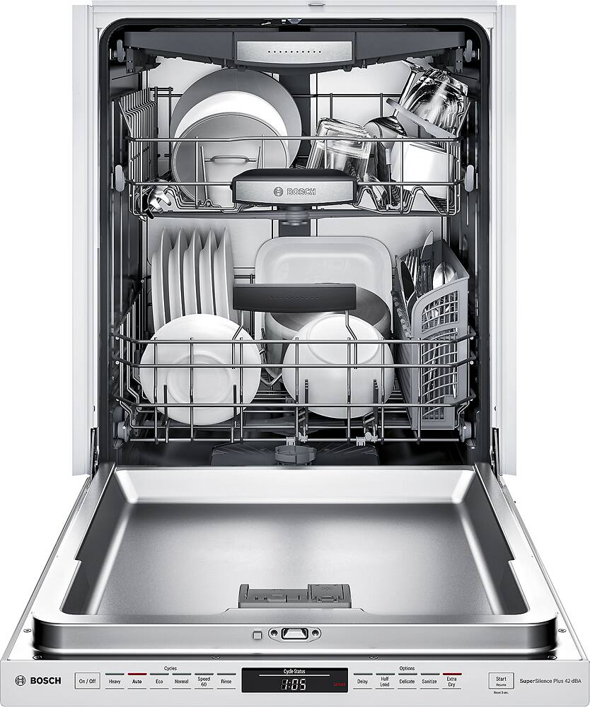 Alt View 13. Bosch - 800 Series 24" Pocket Handle Dishwasher with Stainless Steel Tub - White.