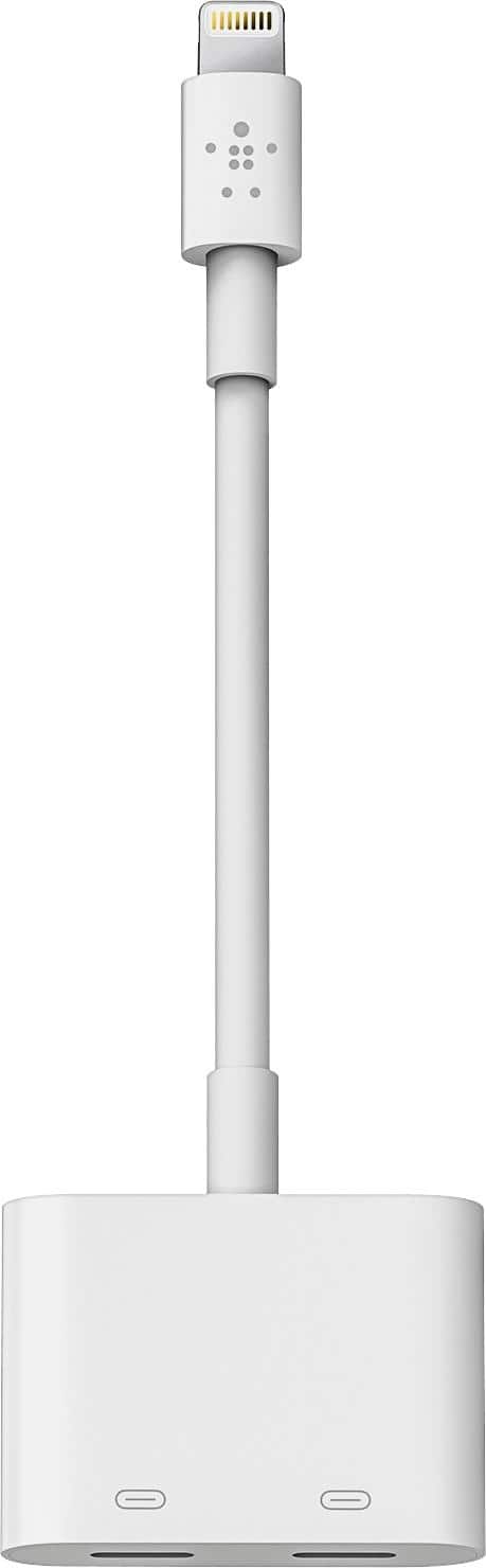 Front. Belkin - Lightning Audio with Charge Adapter - White.