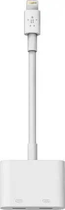 Front. Belkin - Lightning Audio with Charge Adapter - White.