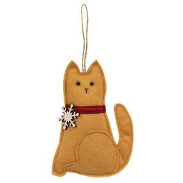 BreeBe - Felt Snowflake Cat Ornament - Orange