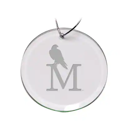 Front. Jardine - Montevallo Falcons Primary Logo 3'' Round Glass Ornament - Multicolor.
