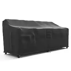 Front. KHOMO GEAR - Heavy-Duty Patio Sofa Cover, Waterproof Outdoor Furniture Protector, Fade & Weather Resistant – 32.5" H x 76" W x 31" - Black.