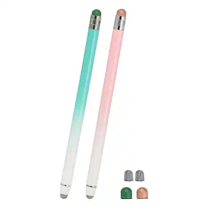 Front. Unique Bargains - 2pcs Stylus Pens for Touch Screens, 2 in 1 High Sensitivity Universal Pen Capacitive Stylus for Touch Screen Devices - Pink Green.