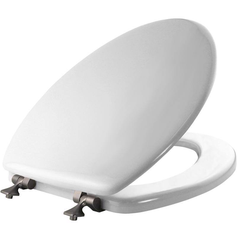 Angle. BEMIS - Mayfair by Bemis Edgewater Elongated White Enameled Wood Toilet Seat - White.