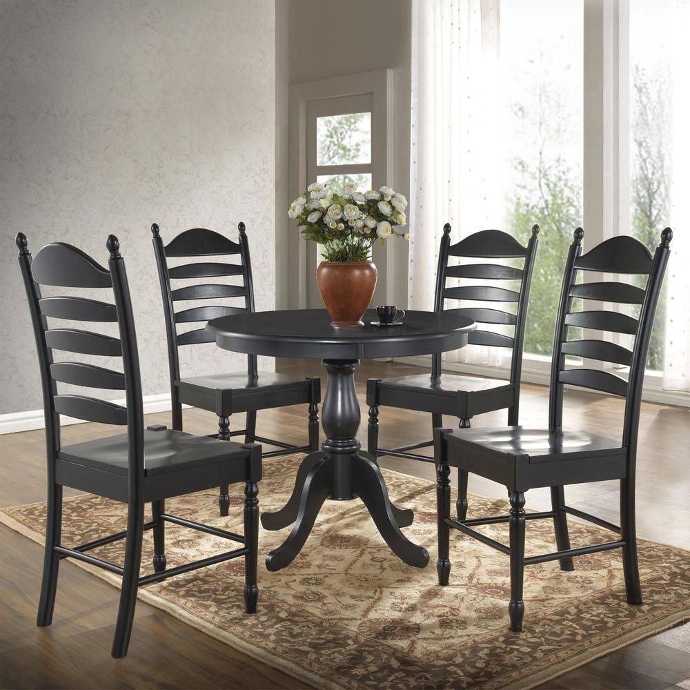 Alt View 4. Carolina Chair & Table - Fairview 36" Round Pedestal Dining Table - Antique Black - Black.
