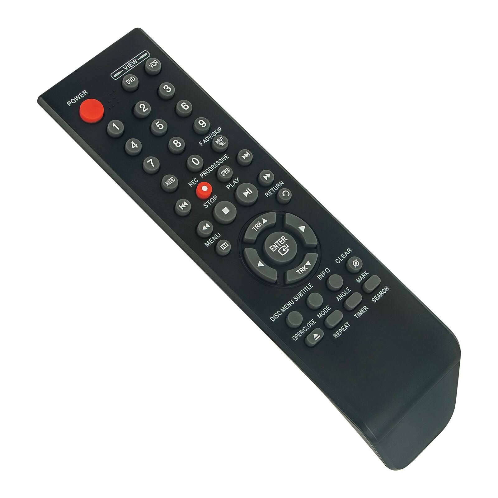 POWER VIEW VOR DVD 3 2 6 1 5 9 4 8 F.ADV/SKIP NT  7 0 PROGRESSIVE SPEED  AUDIO REC PLAY NI RETURN 144 STOP 44 TRK MENU m ENTER C CLEAR 2 TRK INFO MARK SUBTITLE ANGLE SEARCH DISCMENU MENU MODE TIMER DISC OPENICLOSE REPEAT