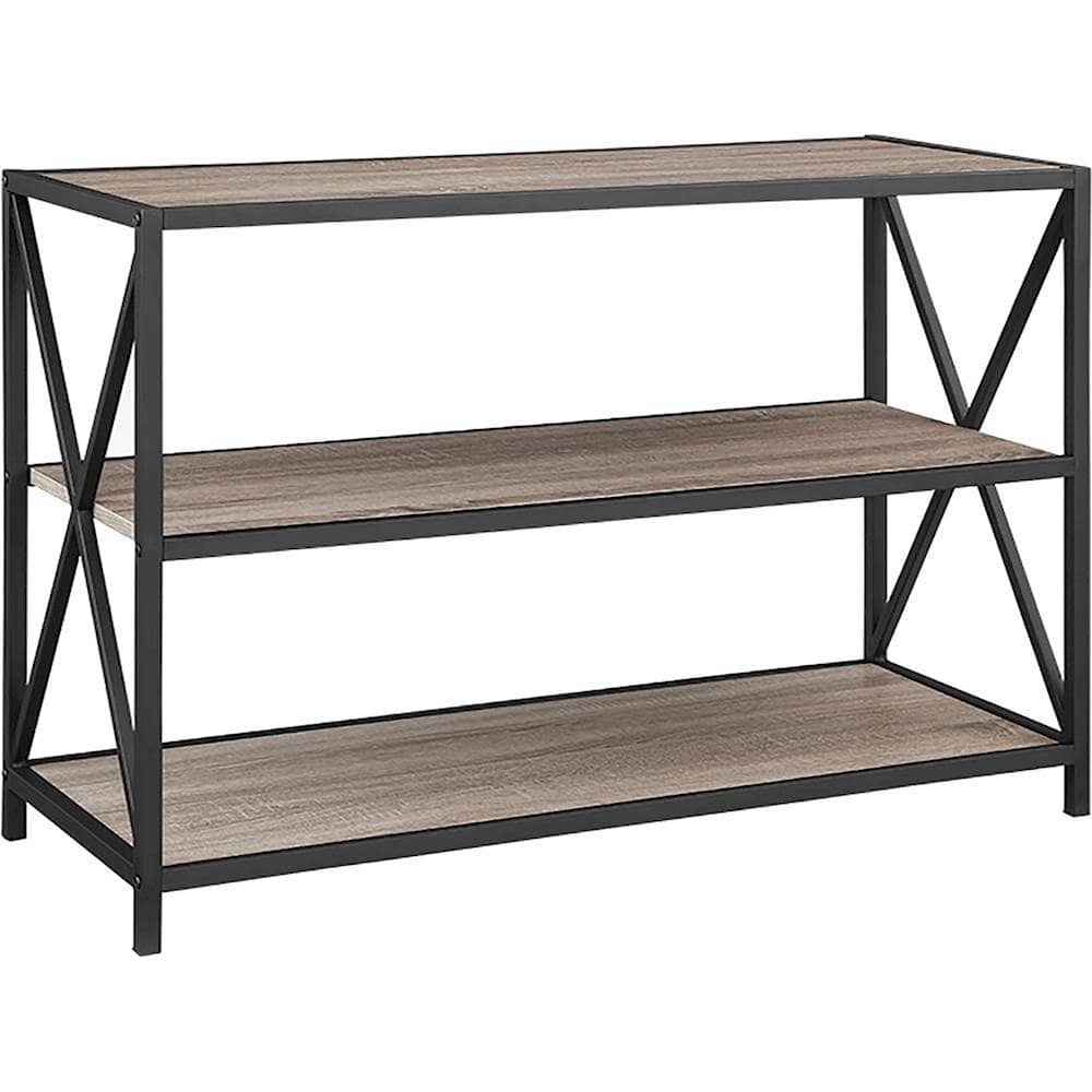 Angle View: Walker Edison - Industrial Metal and Wood 3-Shelf Bookcase - Driftwood