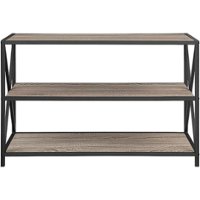 Walker Edison - Industrial Metal and Wood 3-Shelf Bookcase - Driftwood - Front_Zoom