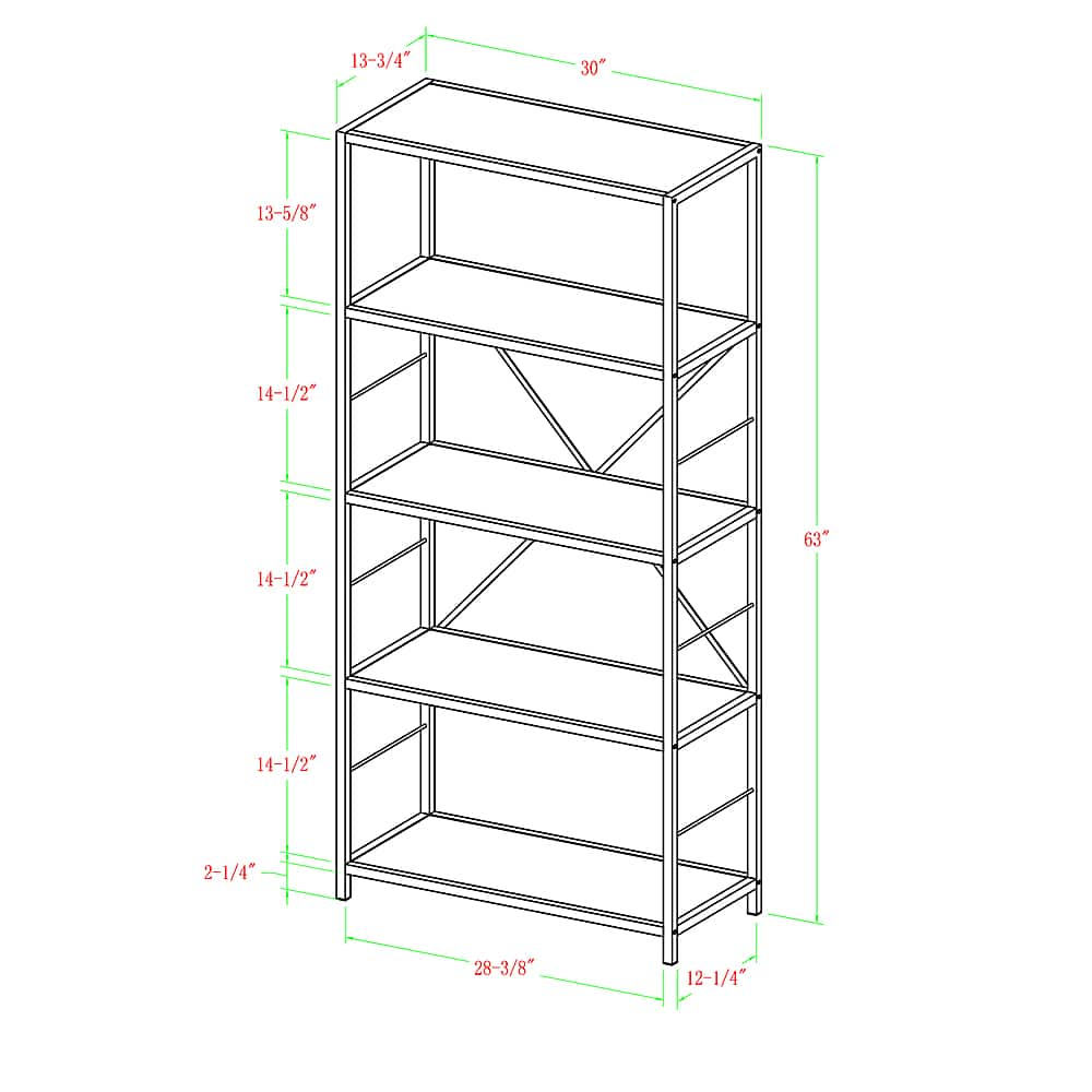 Best Buy: Walker Edison Rustic Industrial Metal and Wood 5-Shelf ...