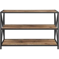 Walker Edison - Industrial Metal and Wood 3-Shelf Bookcase - Barnwood - Front_Zoom