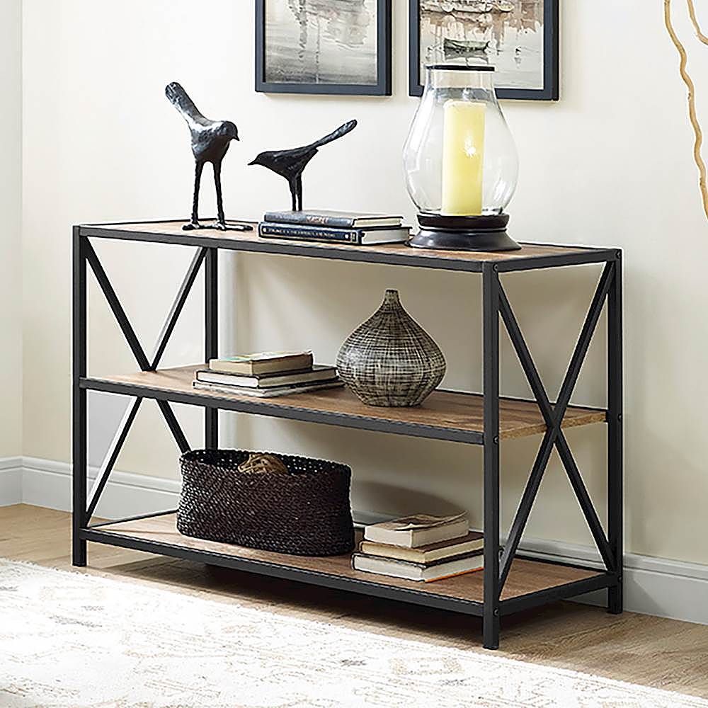 Alt View 11. Walker Edison - Industrial Metal and Wood 3-Shelf Bookcase - Barnwood.