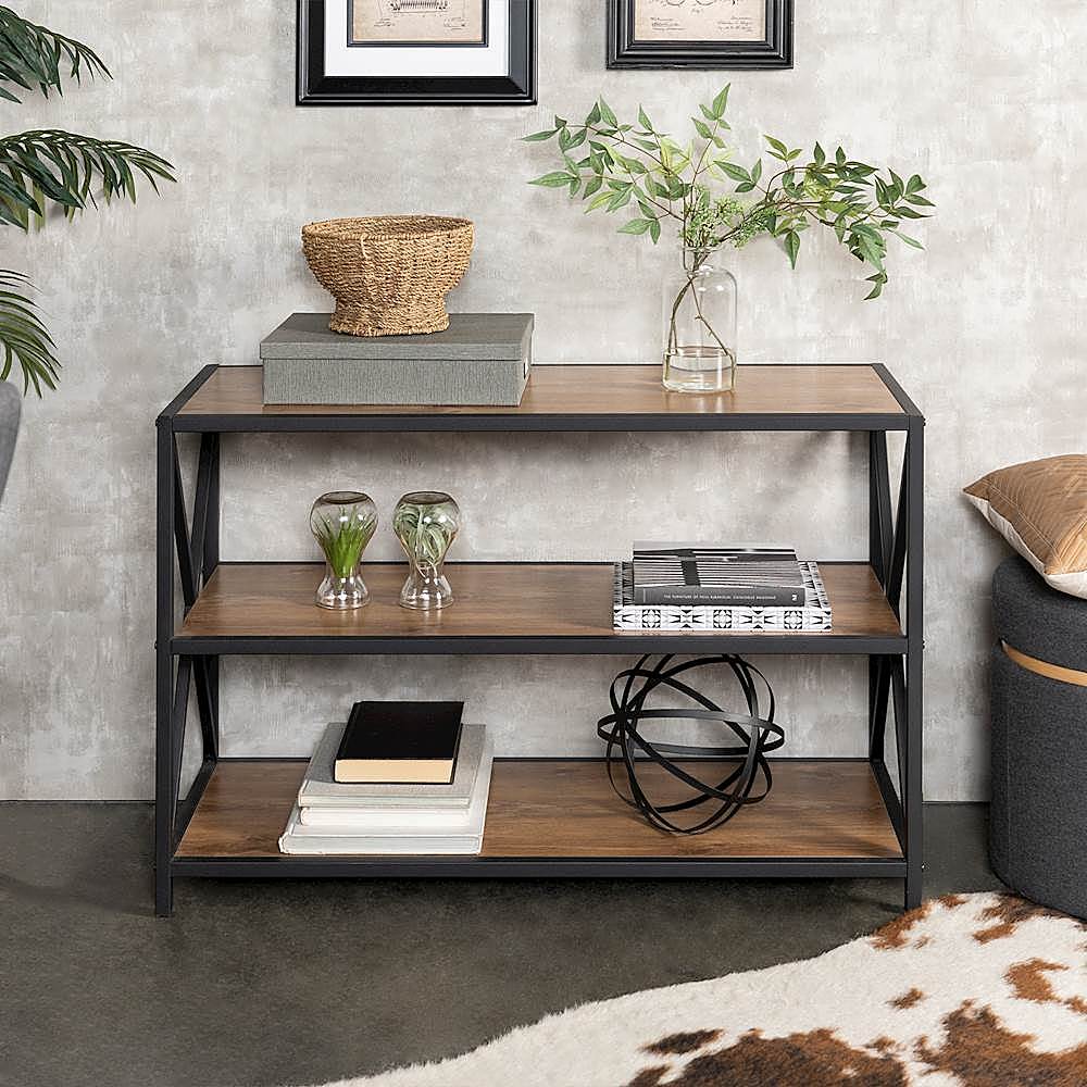 Alt View 13. Walker Edison - Industrial Metal and Wood 3-Shelf Bookcase - Barnwood.