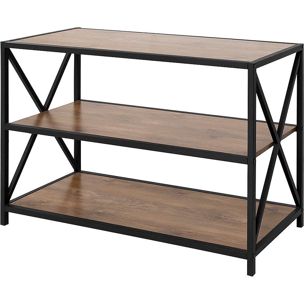 Left View: Walker Edison - Industrial Metal and Wood 3-Shelf Bookcase - Barnwood