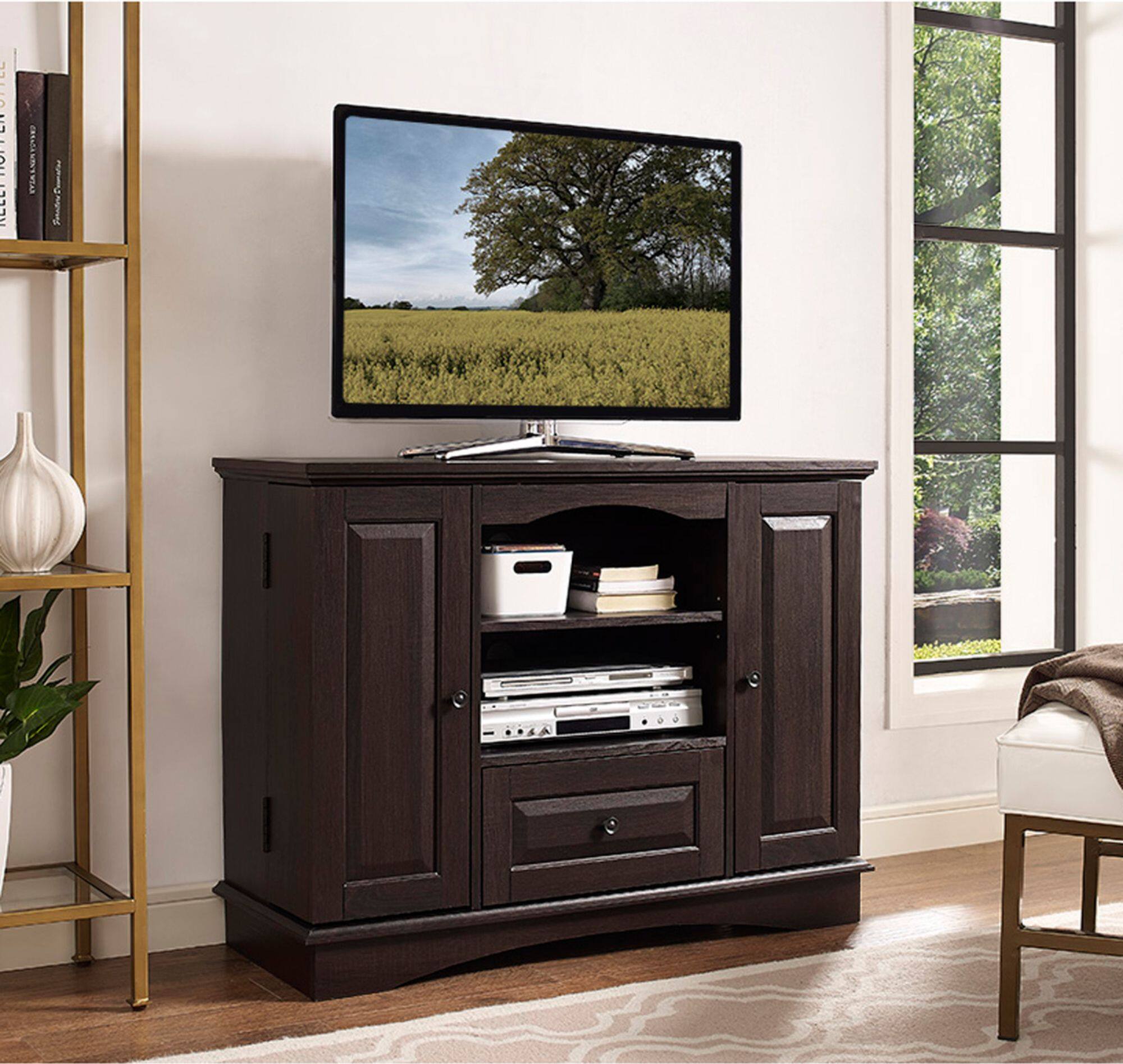 Alt View 21. Walker Edison - Rustic Traditional TV Stand Cabinet for Most TVs Up to 50" - Espresso.